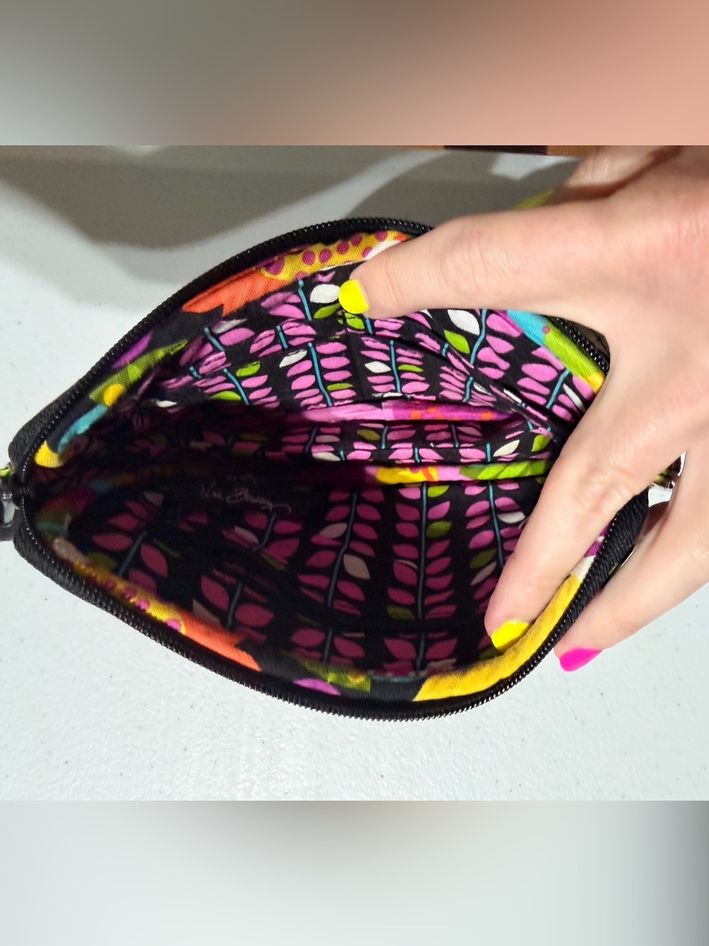 Vera Bradley Quilted Floral Wristlet - Purple, Pink, Green, Black, Blue - Picture 2 of 3